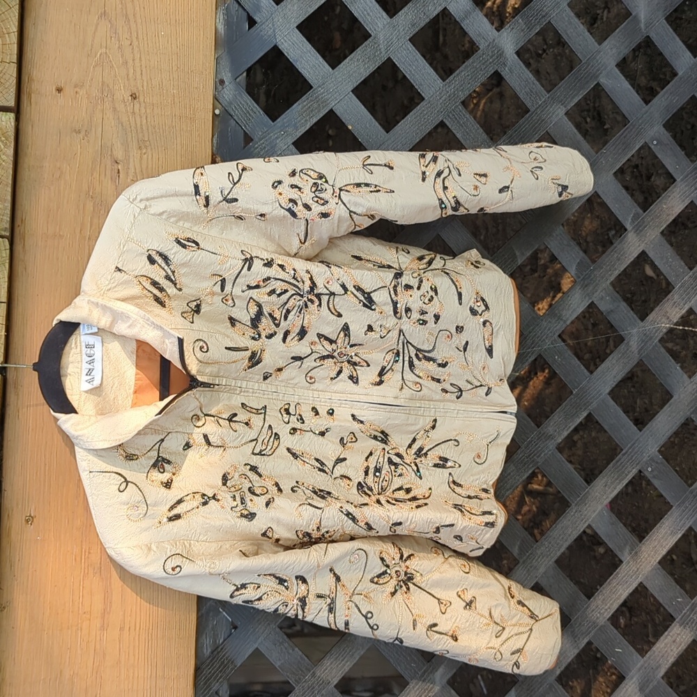 ANAGE 100% silk sequin pattern jacket